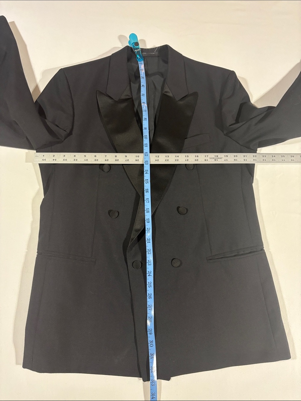 Men's Double-Breasted Black Tuxedo Jacket, Trousers, Cummerbund, 2 bow ties 44R - Picture 7 of 11